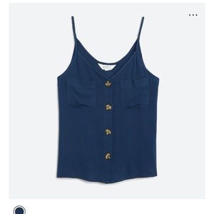 Navy blue buttons spaghetti strap top for summer